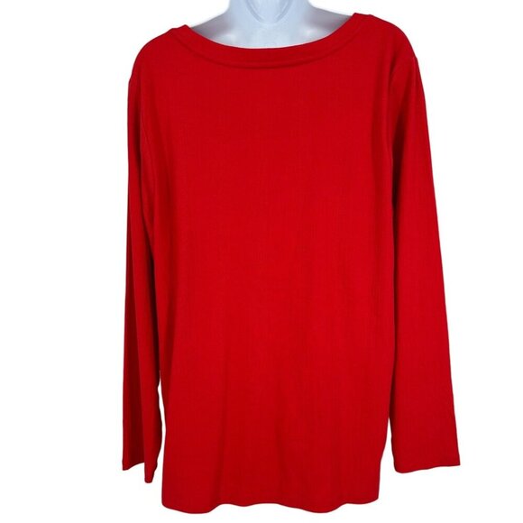 Ava & Viv Long Sleeve Scoop Neck Textured T-Shirt Size 2X - Picture 2 of 7